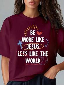 Women's Summer Blouses, Fitted T-Shirt - "Love Of God" Print, 100% Cotton, Suitable For Religious Events, Evangelization Camps, Choirs, Easter, Passion Day, Pentecost - Casual Daily Wear, Loose And Comfortable Blouses For Spring. - Sky Blue - 查看 9