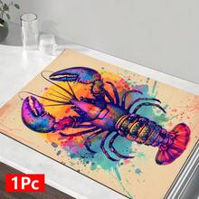 1pc Lobster Pattern Printed Absorbent Dish Drying Mat, Espresso Machine Countertop Absorbent Mat, Sink Drain Mat, Soft Faucet Absorbent Mat, Sink Cup Mat, Kitchen & Bathroom Accessories - Multicolor - View 15