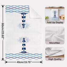 2pcs Blue Ocean Lighthouse, Sailboat & Wave Pattern Kitchen Towels, Rectangular Super Soft Microfiber Kitchen Towels, Dish Cloths, Cleaning Rags, Hand Towels, Cooking Baking Tea Towels, Kitchen Decor, Housewarming Gift, Birthday Gift, Bathroom Cleaning Wipes, Decorative Towels - Multicolor - View 3