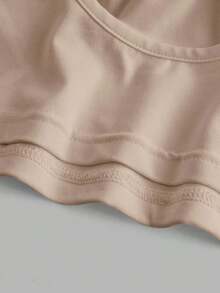Camiseta de tirantes finos de un solo color simple, uso casual de todos los días para mujeres - Albaricoque - Ver 4