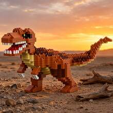 Dinosaur Series Building Blocks Tyrannosaurus Rex Small Particle Assembly Model, High Difficulty Puzzle, Adult Collectible Handmade Toy - Multicolor - View 2