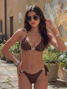 Conjunto de bikini de dos piezas con estampado tropical, casual para vacaciones - Multicolor 4 - Ver 6