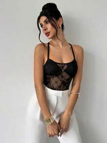 in mangas de estilo bohemio elegante y romántico para vacaciones en la playa de Hawái, con espalda abierta con efecto cruzado - Negro 2 - Ver 11