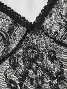 Vestido mini de encaje en negro y blanco talla grande 2 en 1 - Blanco y Negro - Ver 8