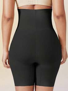 1 Piece Women's High Waist Shaper, Apricot Color, Center Snap Closure, Adjustable, Slimming Waist And Butt Lifting Effect, Flat Tummy Bodysuit, Shorts, Sexy Lingerie, Waist Trainer, High Waist Shapewear Pants - 黑色 - 查看 2