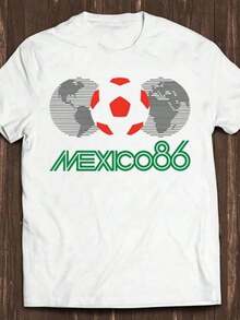 Retro 80s Football Shirt With Mexico 86 Logo, Maradona, Great Gift, C125.Jpg 220g Classic Cotton T-Shirt - Unisex - The Shirt You Always Need. Suitable For Everyone, Whether Women Or Men. High-Quality, Durable Fabric Suitable For All Sizes. Soft To The Touch But Built To Last. Breathable T-Shirts For Women. Autumn Set. Sizes For Women. Vacation Set. Sizes For Women. Halloween Costume - Basic And Versatile. - 白色的 - 查看 1