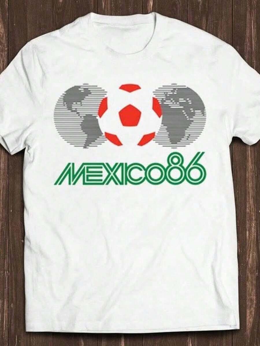 Retro 80s Football Shirt With Mexico 86 Logo, Maradona, Great Gift, C125.Jpg 220g Classic Cotton T-Shirt - Unisex - The Shirt You Always Need. Suitable For Everyone, Whether Women Or Men. High-Quality, Durable Fabric Suitable For All Sizes. Soft To The Touch But Built To Last. Breathable T-Shirts For Women. Autumn Set. Sizes For Women. Vacation Set. Sizes For Women. Halloween Costume - Basic And Versatile. - 白色的 - 查看 1