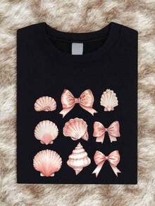1 pieza Camiseta de Mujer con Estampado de Advertencia de Romance Oscuro y Libro Picante, 180g 100% Algodón, los diseños están impresos. Unisexo. - Negro 3 - Ver 1
