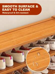 Free Standing Shoe Rack, Bamboo Shoe Storage Organizer, Stable Shoe Organizer With Removable Shelves, Shoe Holder, Space-Saving Shoe Shelf For Entryway, Living Room, Bedroom, Closet Organizers And Storage, Cabinet Organizer (3 Tier/5 Tier/6 Tier) - 棕色 - 查看 9