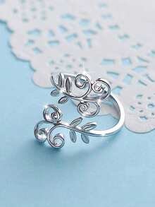 1pc Elegant Leaf-Shaped Ring, Suitable For Teenage Girls As Birthday Gift, Party Accessory Or Daily Decoration - Silver - View 3