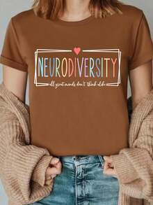1 camiseta de neurodiversidad, camiseta de concientización sobre la salud mental, camiseta de apoyo y concientización sobre el autismo, camiseta para madres de autistas, ropa para clubes de mujeres, ropa femenina asequible y bonita, camiseta cómoda para todas las estaciones, 180g 100% algodón. - Negro - Ver 8