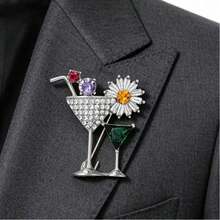 1pc Cocktail Glass Brooch, Fashion Creative Ladies Brooch, Clothing Accessory Pinback Brooch - Wine Glass Brooch - View 1