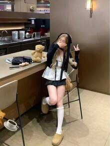 Women Skirts - [Three-piece Set] Cardigan + Camisole + Mini Skirt (with Ribbon) - View 11