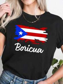 Camiseta Vintage con la Bandera de Puerto Rico - Negro - Ver 6