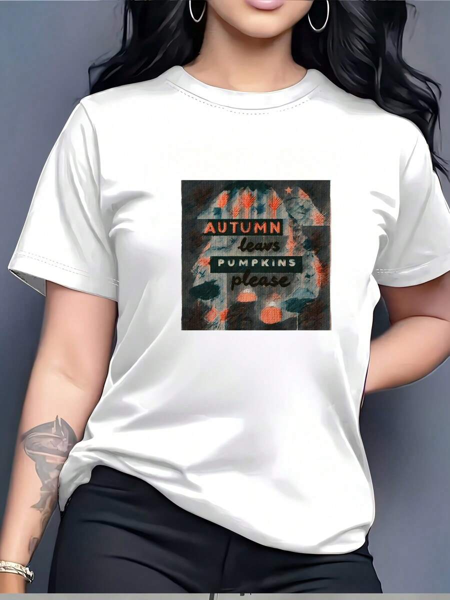 Camiseta Under The Radar Hojas de Otoño Calabazas - Camiseta Gráfica Suave de 180G, Regalo Perfecto para Familiares y Compañeros de Trabajo, Ideal para Celebraciones de Acción de Gracias y Cosecha - Camiseta Unisex de Estilo Urbano Vintage, de Algodón, Manga Corta, Cuello Redondo y Corte Holgado - Blanco - Ver 1
