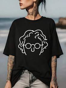 Soft, Printed 180g Casual T-Shirt, Perfect For Family Gatherings And Office Team-Building Activities. | A Great Gift Idea For The Holidays. | Unisex T-Shirt With A Unique Design | The Perfect Choice For Spring And Summer Vacations. A Must-Have. - 黑色 - 查看 7