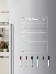 Cute Puppy Design Refrigerator Weekly Planner Message Board, Erasable Acrylic Schedule Planner With Multi-Color Pens, Office And Home Use, Erasable Schedule Message Board, Home Memo Record Sticker, Back To School - Multicolor - View 13