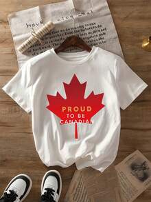 Women's Casual T-Shirt. Maple Leaf Design "Proud Of Canada" T-Shirt - Women's Casual Crew Neck T-Shirt, Machine Washable, Pink, Suitable For Canada Day And VE Day Celebrations, Patriotic Event Wear. | Vibrant Patriotic Design | Medium Stretch Fabric, Canadian T-Shirt. A Must-Have For Everyday Casual Wear. - 黑色 - 查看 7
