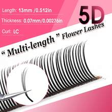 CoMango 12 Pairs LC Curled Thin 3D/5D/6D Fairy Eyelash Extension Set, Wet Lash Cluster Fan-Shaped Pre-Made Lashes, 5D Floral Mink False Eyelashes, Makeup Supplies - LC - 查看 30