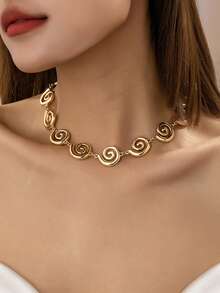 1 chiếc dây chuyền thời trang, thanh lịch, đa năng, thiết kế mang ý nghĩa cá nhân, phù hợp cho phụ nữ đeo hàng ngày. - Vàng - Xem 6