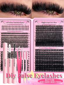 Eimny 800pcs/740pcs/416pcs Cluster Eyelashes Book Set, D-Curl 10-16mm Mixed, Cluster Eyelashes Super Large Capacity Single Lashes Fine & Natural, DIY Eyelash Extension Kit - Reusable, Lightweight & Easy To Use, Cluster Lashes, Individual Lashes, False Eyelashes - Multicolor - View 12