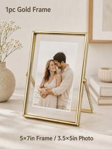 Metal Floating Glass Photo Frame, Transparent Glass Tabletop Picture Display Frame, Suitable For Wedding, Anniversary And Home Decor Gifts - A - View 11