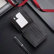 SHABILI 新款男士短款钱包，时尚横向多功能多卡位零钱包 - 藍色 - 查看 2