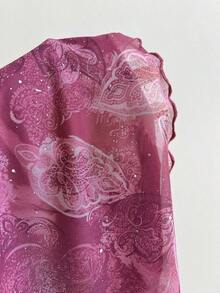 Top de mujer con estampado de leopardo y dobladillo asimétrico con encaje - Rosa Fucsia - Ver 5