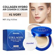 danche Collagen CC Cushion Foundation, Hydrating High Coverage Base Makeup, Naturally Evens Skin Tone Covers Redness Pores Acne Marks, Lightweight Fit Daily Makeup, Portable Design With Replacement Refill, 2 Shades Ivory Natural For Different Skin Tones - Multicolor - View 15