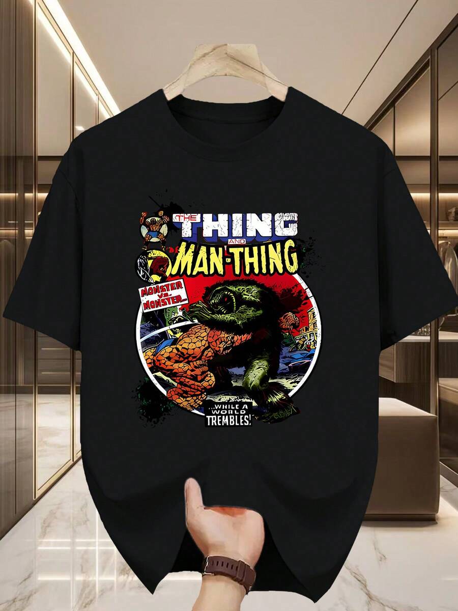 Retro Vintage Fashion T-Shirt 2026: Monster War, A Must-Have For Urban Style, Suitable For Travel, Home And Parties, A Perfect Gift For Women And Men. - 黑色 - 查看 1