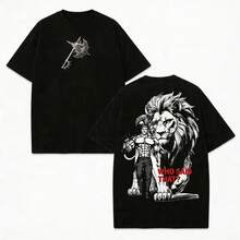 Escanor T-Shirt From The Seven Deadly Sins - A269 "Who Decided That?" Pride Sin Graphic Retro Heavy Unisex Anime Streetwear Gift For Fans - 軍綠色 - 查看 10
