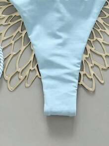 2 piezas Conjunto de traje de baño para mujer, Bikini verde menta con decoración de cuerda hecha a mano - Celeste - Ver 4
