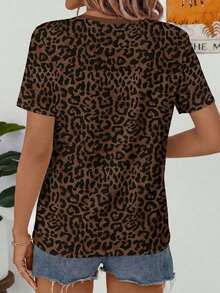 Camiseta de manga corta holgada con cuello redondo, estilo asimétrico a rayas, minimalista y casual, para mujer.Versátil y adecuada para primavera/verano y temporada deportiva - Multicolor 5 - Ver 4