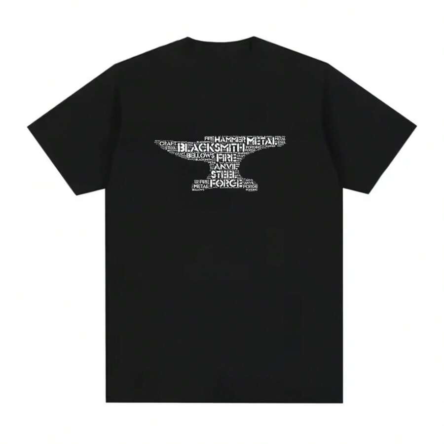 Printed T-Shirt For Men And Women - 黑色 - 查看 1
