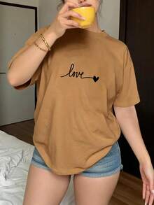 Women's Short-Sleeved T-Shirt, Loose Fit - 黑色 - 查看 4