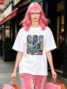 Camiseta de manga corta con cuello redondo suave y casual de verano para mujer, tops para salir, algodón, vintage, estilo callejero europeo y americano, casual deportivo, estilo unisex, estilo casual urbano, tops bonitos, Gen Z, curvas, ropa Y2K, camisetas divertidas, tops para damas, conjuntos de vacaciones para mujer, top lindo, camiseta gráfica, conjuntos de primavera, camisetas holgadas, ropa de calle retro, estilo de los 90, estilo de los 2000, subcultura, top negro, tops blancos, atuendo de fiesta de los 90. Blanco - Blanco - Ver 3