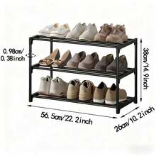 Estantería para zapatos de 3 niveles que ahorra espacio - Fácil de montar, estantería de almacenamiento multifuncional adecuada para pasillo, armario y garaje, construcción duradera de plástico/metal, se adapta a varios tamaños de habitación - Multicolor - Ver 11