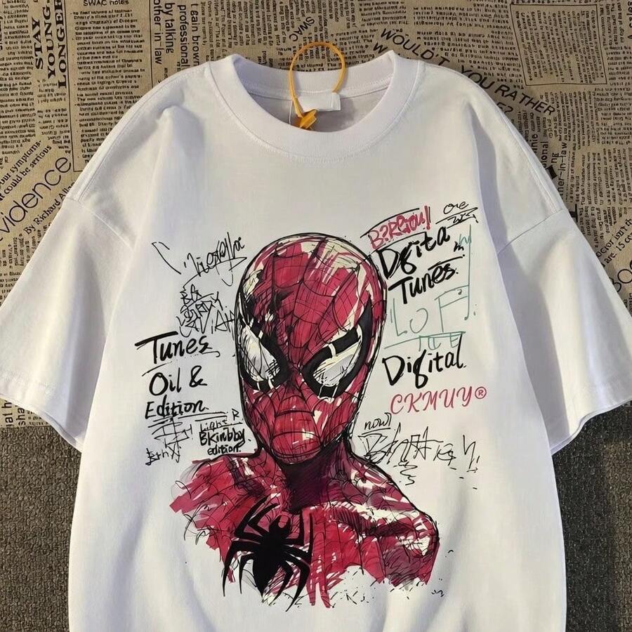 Men's T-Shirt With  Hero Print – Exclusive Anime HQ Creative Design, Limited Edition - White - View 1