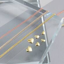 金屬金色美甲鏈條與愛心裝飾，3D 龐克美甲藝術飾品裝飾，Y2K 風格美甲珠寶與水鑽美甲用品，女性美甲珠寶配件 - 彩色 - 查看 5