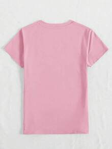 1 Women's Summer Short Sleeve T-Shirt - 2D Geometric Dragonfly Design Combined With "Let It Be" Design.  Urban Style. | Youthful Design | Comfortable Fit, Cute Clothing X2H5 - 粉紅色 - 查看 2