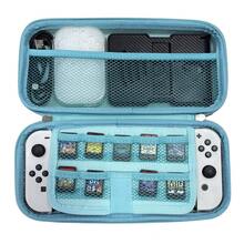 Portable Carrying Case For Nintendo Switch OLED, Black Wear-Resistant Fabric, High-Hardness EVA Hard Shell Effectively Protects Against Drops And Shocks, Layered Mesh Pocket Design, Textured Handle, Lightweight And Easy To Carry - View 7