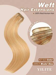 Yilite 22 Inch Sew In Hand Tied Weft Hair Extensions Weft Extensions Human Hair Remy Human Hair Brown Color Invisible Weave For Women - S27/613 - View 2