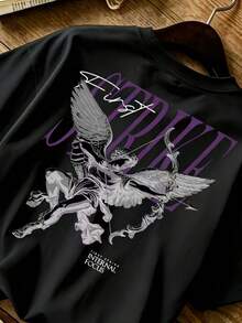 Women's T-Shirts: Vintage Y2K Hip-Hop Style T-Shirt With "STRIKE" Print On The Back - Crop Top, Crew Neck, Urban Style T-Shirt In White/Purple/Black. | Suitable For Spring And Summer Casual Wear, Machine Washable, Urban Fashion, Casual Blouses For Women. - 黑色 - 查看 3