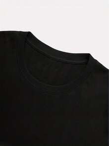 Soft Women's T-Shirt, 100% Cotton, Collegiate Style, With Fun Teddy Bear Print, Cute Bear Design, Suitable For Daily And Casual Wear In Spring And Autumn, Soft And Cute, Youthful Style, Versatile Design, Casual And Fashionable, Simple Round Neck, Comfortable And Breathable Short Sleeves, Elegant Blouses For Ladies. - 黑色 - 查看 5