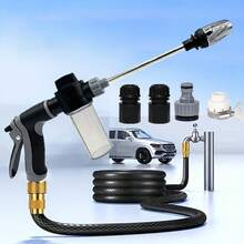 Portable High Pressure Car Wash Water Gun Hose Kit, 3/4" And 1/2" Quick Connect Adapters, Multi-Function Garden Soft Pipe Nozzle, Adjustable Thickened Rod Sprayer, Suitable For Car Cleaning And Pet Cleaning - View 10