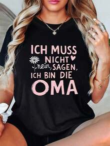 Men's Plus Size T-Shirt, I DON'T HAVE TO SAY IT, I'M GRANDMA, Women's Letter Print T-Shirt, Short Sleeve, Round Neck, Casual Top For Summer And Spring, Women's Clothing - 黑色 - 查看 6