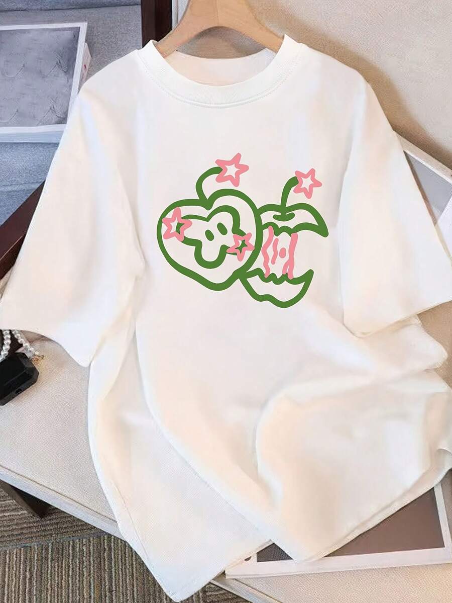 Women's Casual Summer T-Shirt, Modern Minimalist Style 06, Versatile, Youthful, Fashionable, Energetic, Short Sleeve For Everyday Use - 白色 - 查看 1