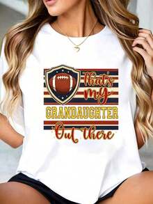 Cute Premium Unisex Casual T-Shirts 100% Cotton With "That's My Granddaughter Playing Softball, Grandma" Print, Black T-Shirt, Spring Tops For Women - 白色 2 - 查看 6
