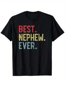 Vintage Men's T-Shirt "My Best Nephew Ever" For Father's Day, Loose Fit, New Unisex Short Sleeve T-Shirt, Casual And Comfortable, 100% Cotton, Sizes S-XXXL - 黑色 - 查看 6