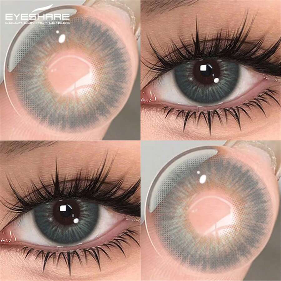 EYESHARE EYESJARE 1對新款彩色隱形眼鏡 棕色眼妝隱形眼鏡 高品質藍灰色綠色隱形眼鏡 適合婚禮情人節禮物 6個月拋棄式 14.2mm 適合日常約會與節日活動